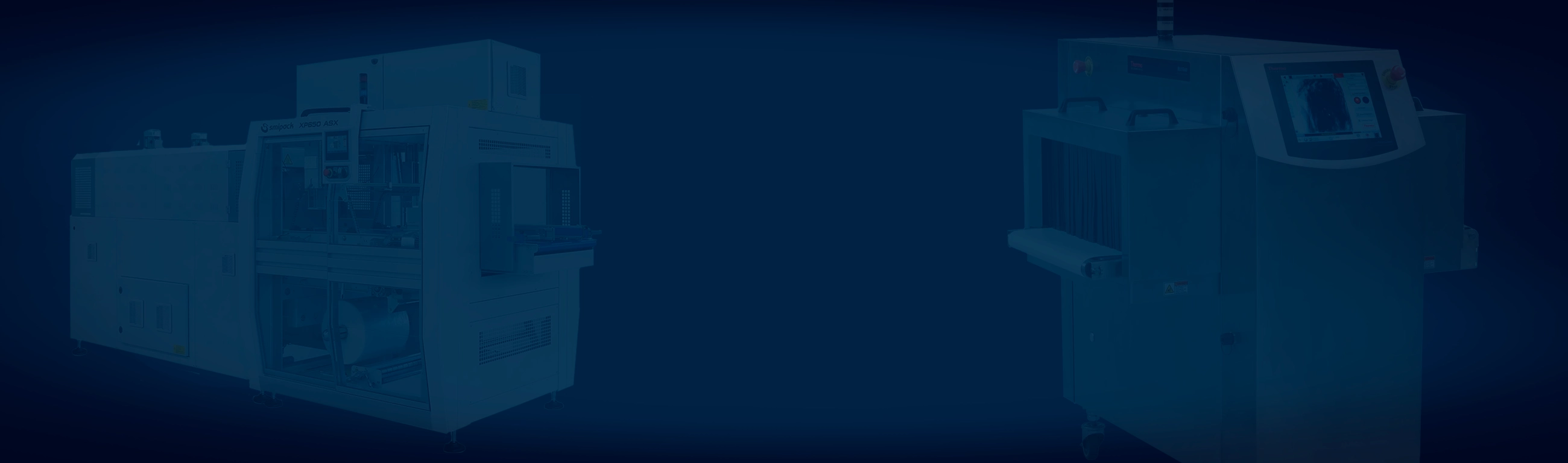 Background azul com imagens de produtos